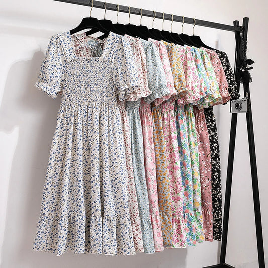 Floral Puff Sleeve Midi Dress – Light & Breezy Summer Style