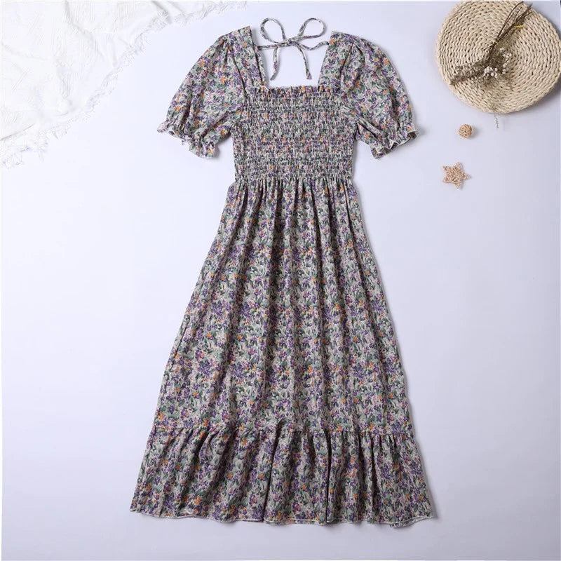 Floral Puff Sleeve Midi Dress – Light & Breezy Summer Style