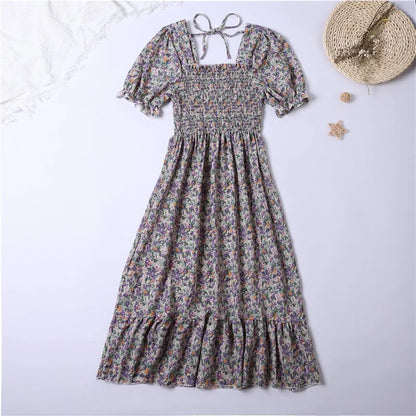 Floral Puff Sleeve Midi Dress – Light & Breezy Summer Style