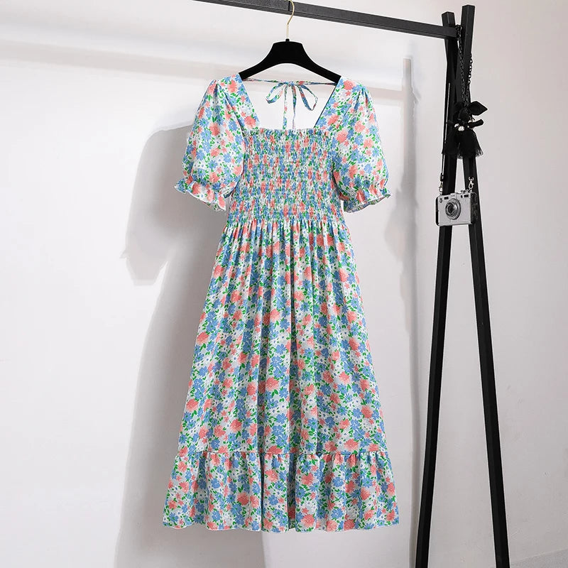 Floral Puff Sleeve Midi Dress – Light & Breezy Summer Style