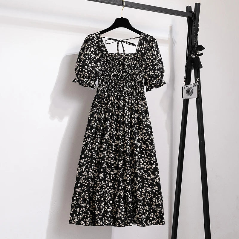 Floral Puff Sleeve Midi Dress – Light & Breezy Summer Style