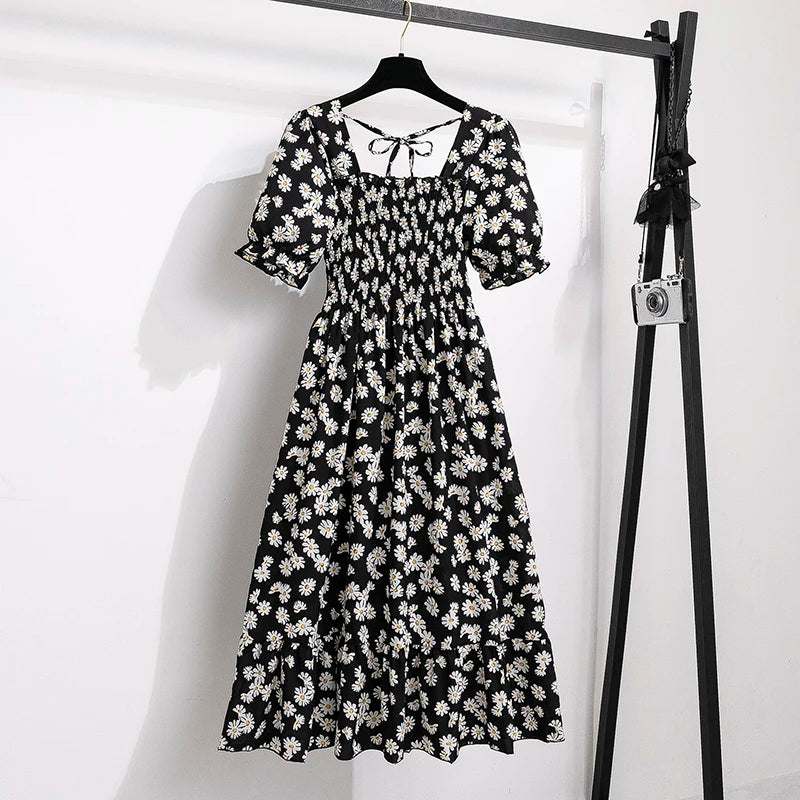 Floral Puff Sleeve Midi Dress – Light & Breezy Summer Style