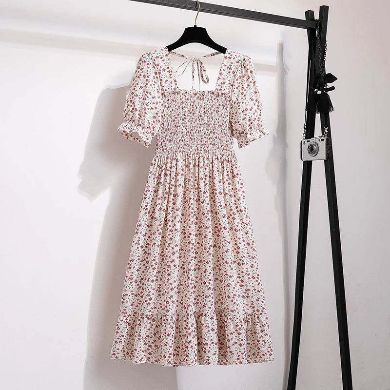 Floral Puff Sleeve Midi Dress – Light & Breezy Summer Style