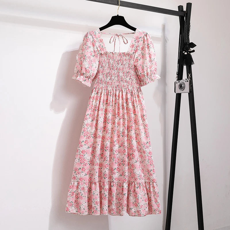 Floral Puff Sleeve Midi Dress – Light & Breezy Summer Style