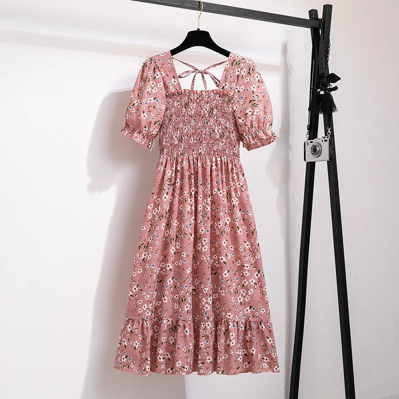 Floral Puff Sleeve Midi Dress – Light & Breezy Summer Style