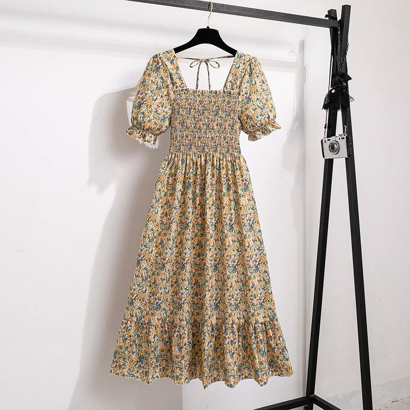 Floral Puff Sleeve Midi Dress – Light & Breezy Summer Style